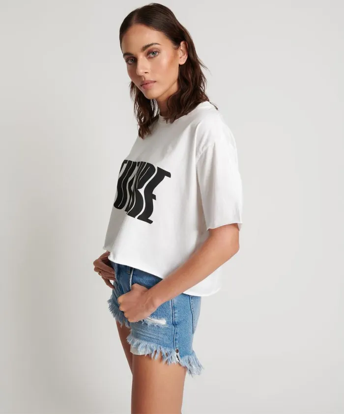 One Teaspoon Tees and Tanks Women White Cropped Future Tee