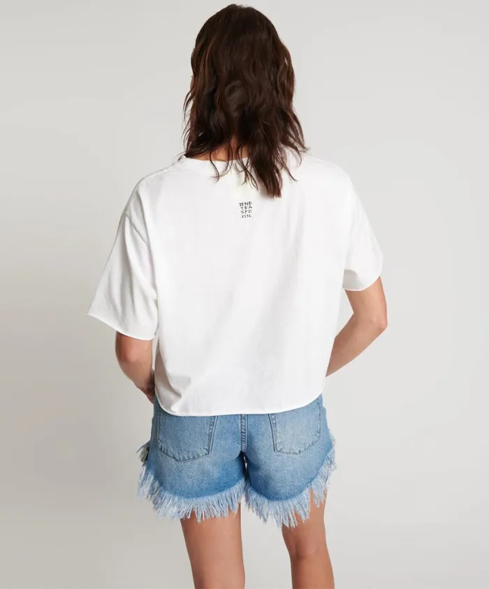 One Teaspoon Tees and Tanks Women White Cropped Future Tee