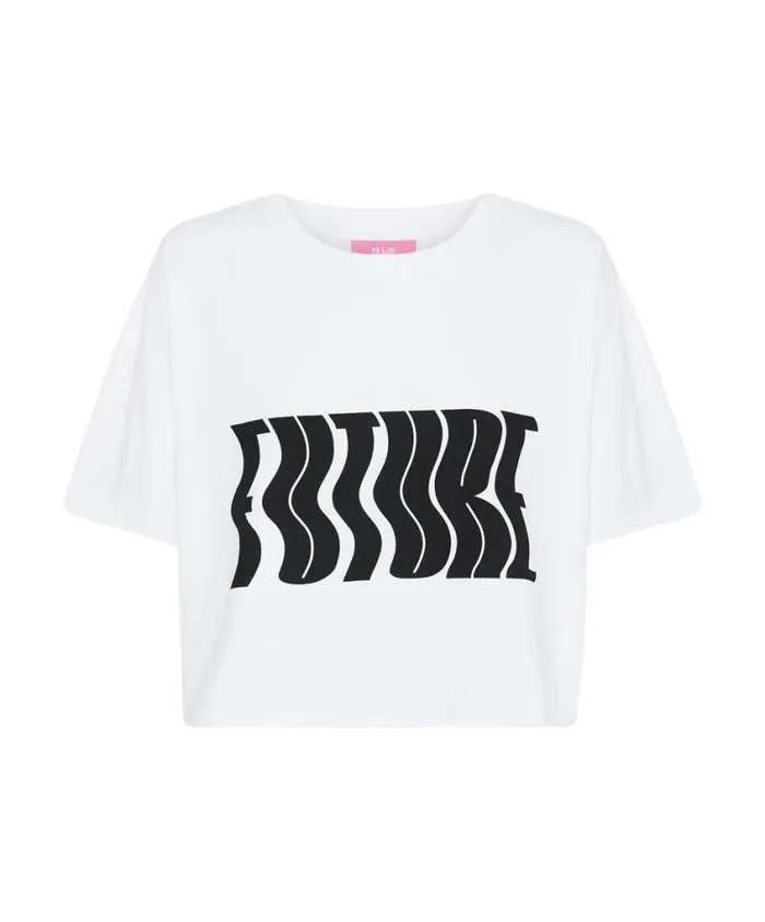 One Teaspoon Tees and Tanks Women White Cropped Future Tee