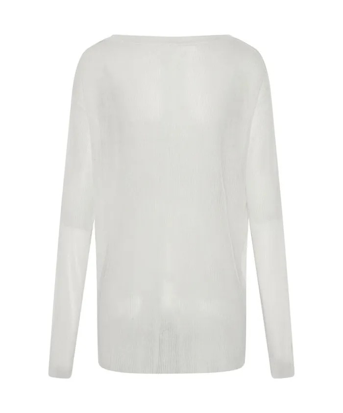 One Teaspoon Tops Women Amity Sheer Rib Knit Top White