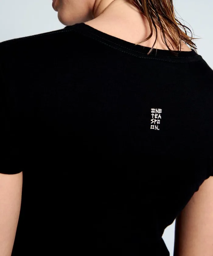 One Teaspoon Tops Women Black Bower Bird Organic Fitted Tee