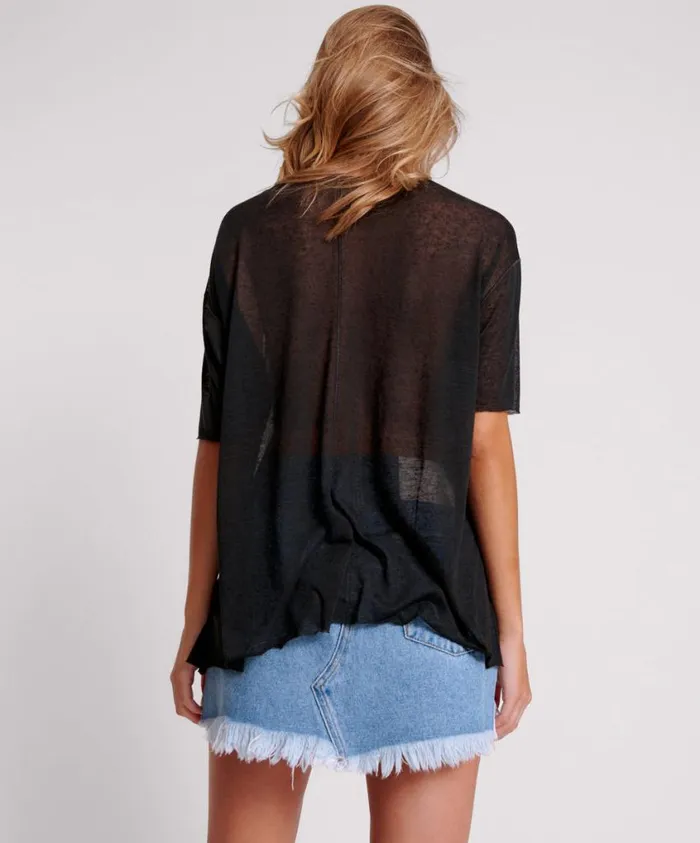 One Teaspoon Tops Women Black Split Seam Tee