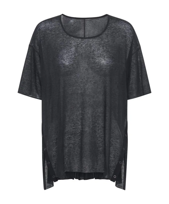 One Teaspoon Tops Women Black Split Seam Tee