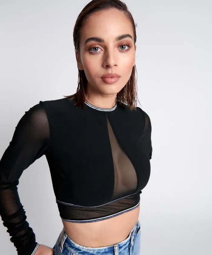One Teaspoon Tops Women Dominator Mesh Longsleeve Top