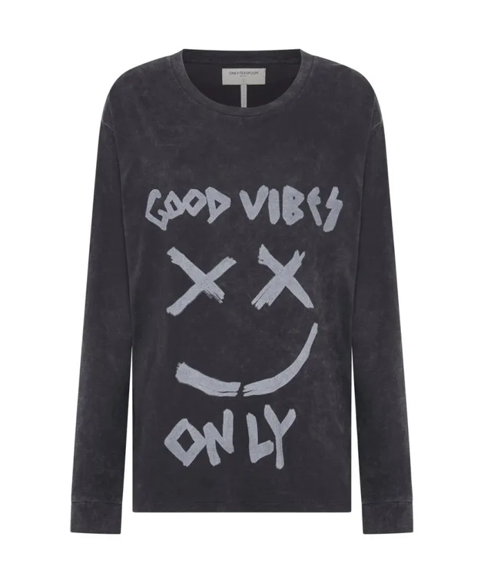 One Teaspoon Tops Women Good Vibes Only Long Sleeve Tee