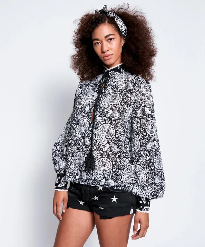 One Teaspoon Tops Women Hand Batik Paisley Rhiannon Top