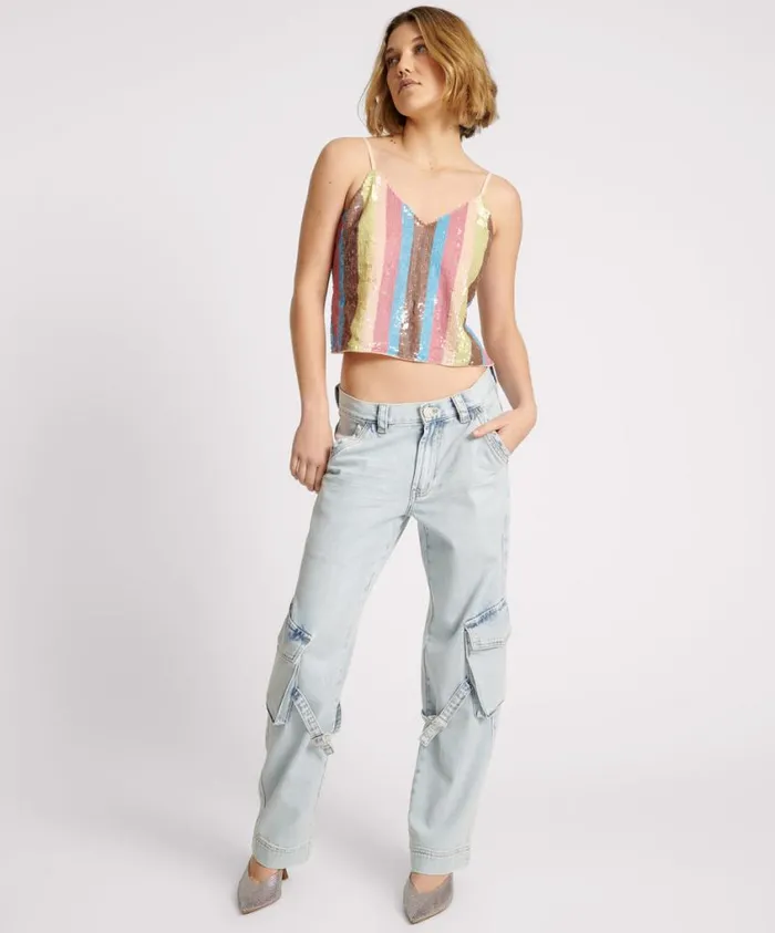 One Teaspoon Tops Women Hand Sequin Ibiza Luxe Party Cami Top