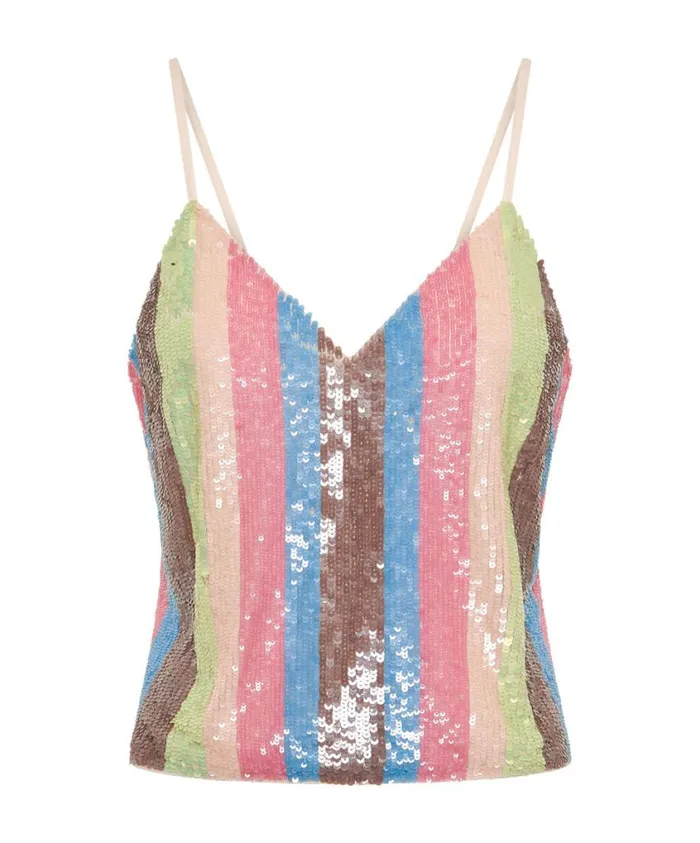 One Teaspoon Tops Women Hand Sequin Ibiza Luxe Party Cami Top