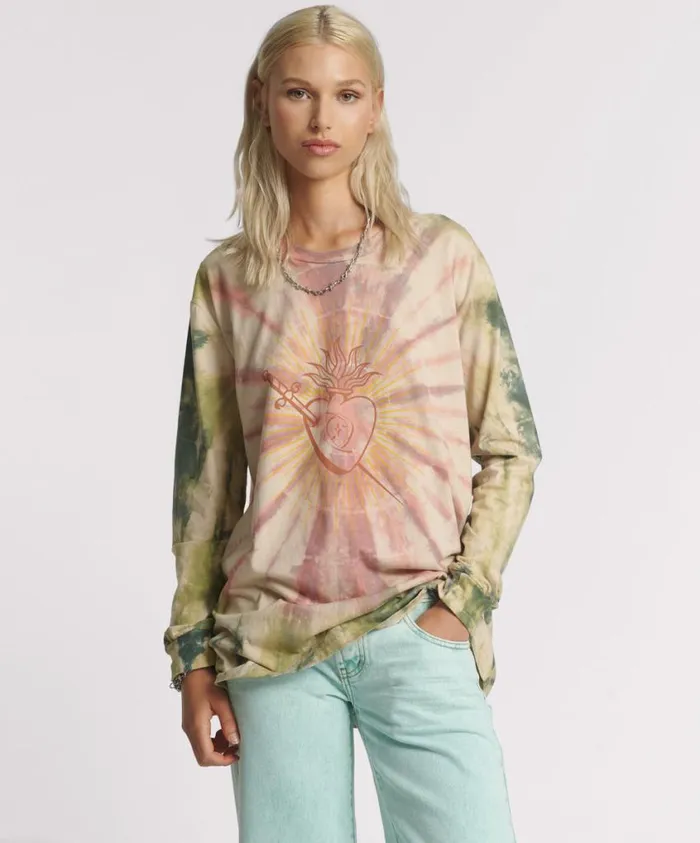 One Teaspoon Tops Women Heart O Steel Tie Dye Longsleeve Tee