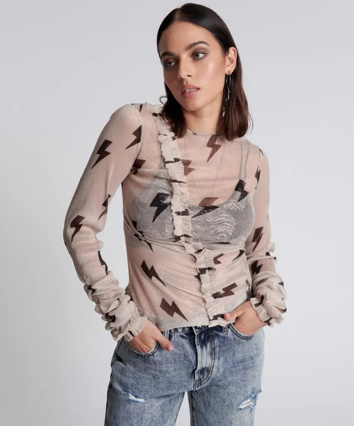 One Teaspoon Tops Women Lightning Party Longsleeve Top