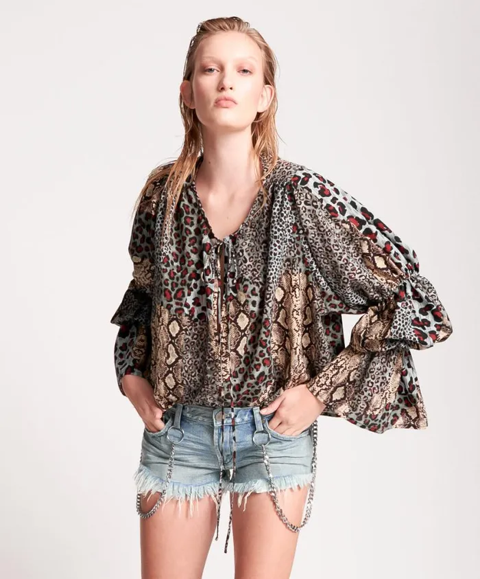 One Teaspoon Tops Women Punk Python Sophisticated Savage Top