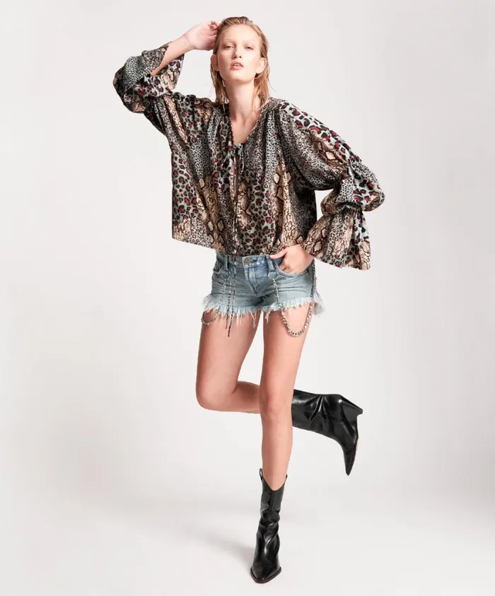One Teaspoon Tops Women Punk Python Sophisticated Savage Top