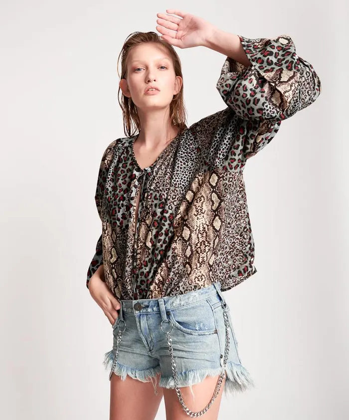 One Teaspoon Tops Women Punk Python Sophisticated Savage Top