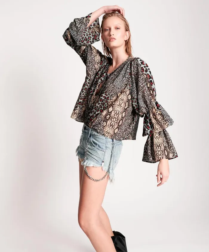 One Teaspoon Tops Women Punk Python Sophisticated Savage Top