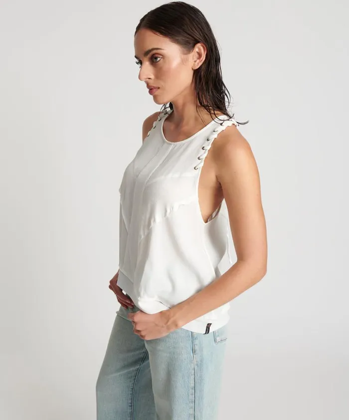 One Teaspoon Tops Women WHITE LACED CHARLESTON TOP