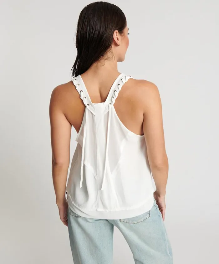 One Teaspoon Tops Women WHITE LACED CHARLESTON TOP