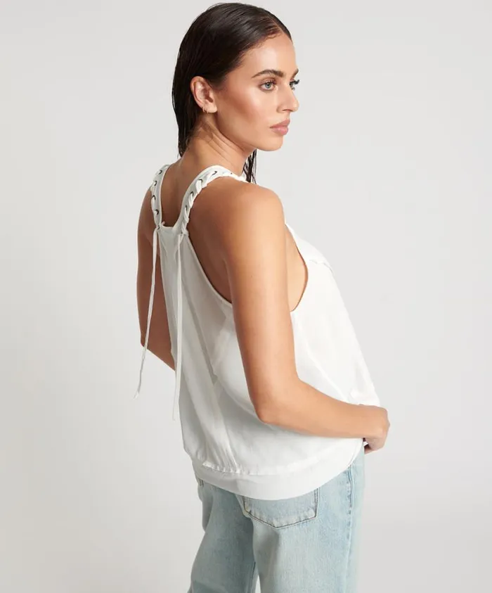 One Teaspoon Tops Women WHITE LACED CHARLESTON TOP