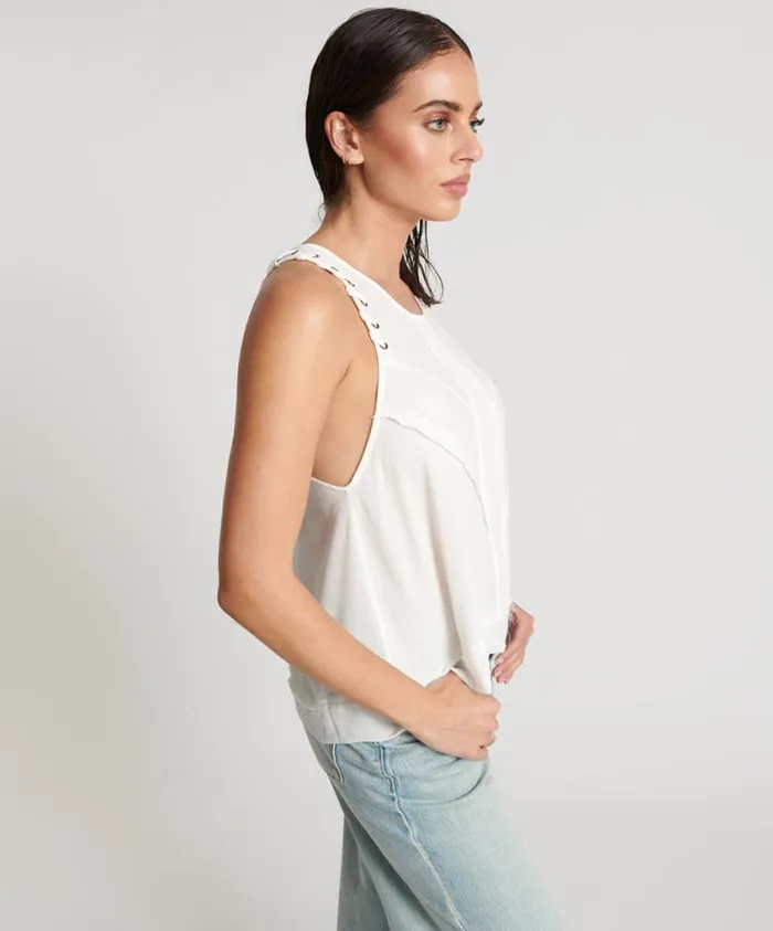 One Teaspoon Tops Women WHITE LACED CHARLESTON TOP
