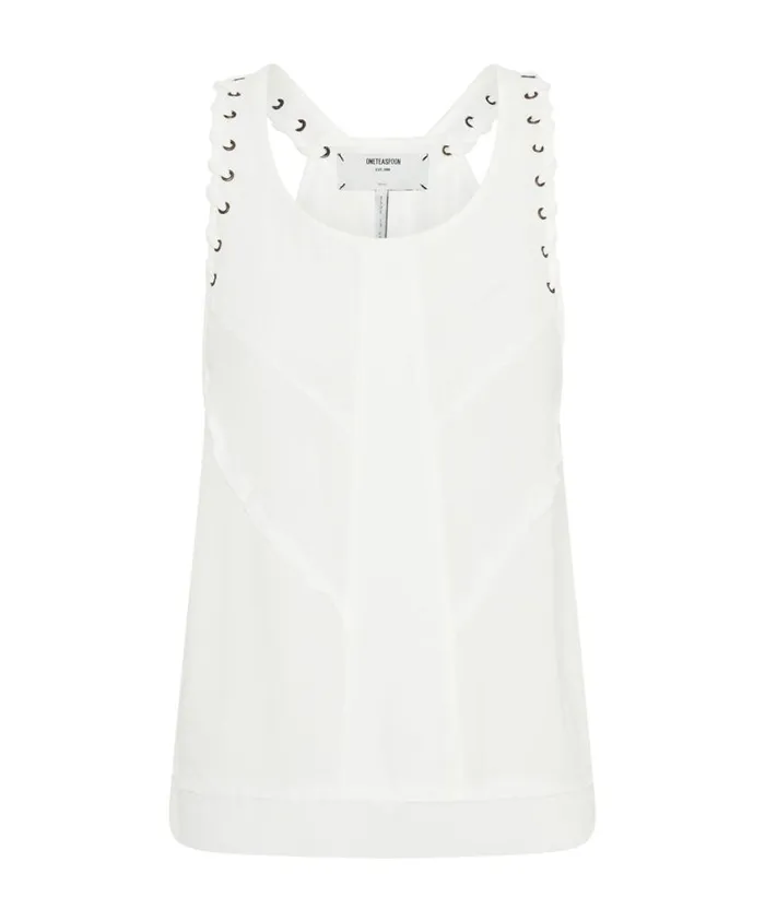One Teaspoon Tops Women WHITE LACED CHARLESTON TOP