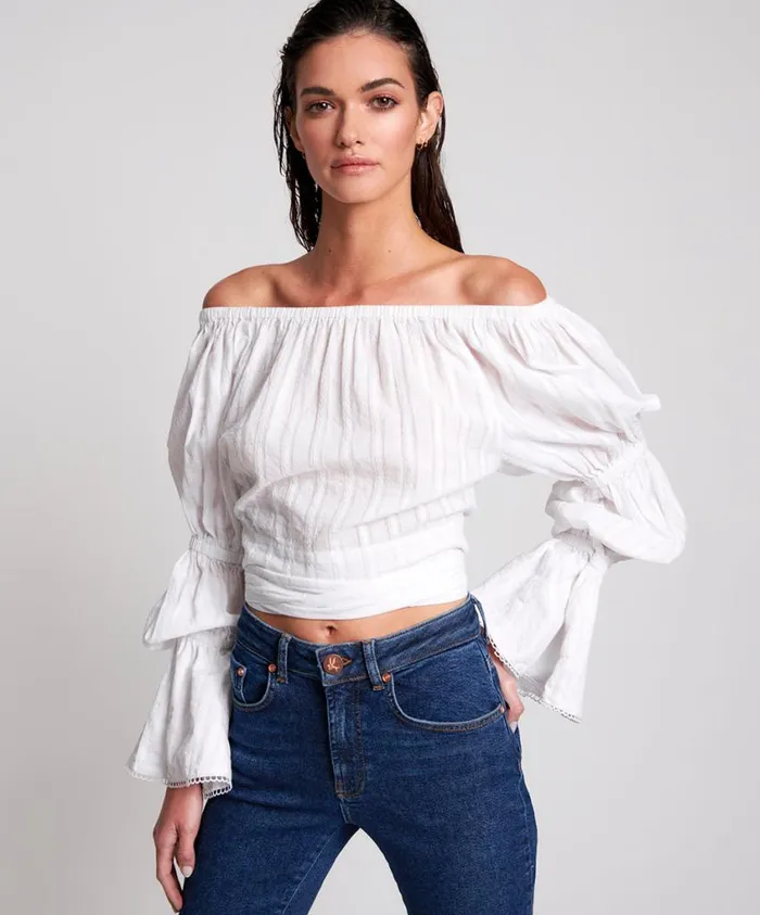 One Teaspoon Tops Women White Summer Nights Crop