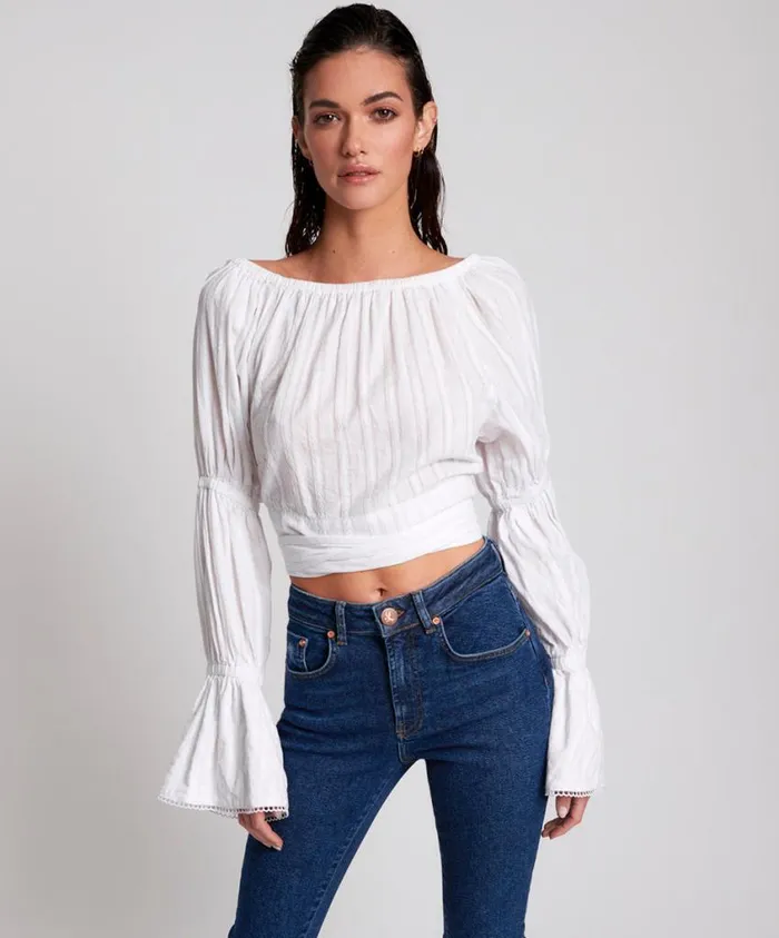 One Teaspoon Tops Women White Summer Nights Crop