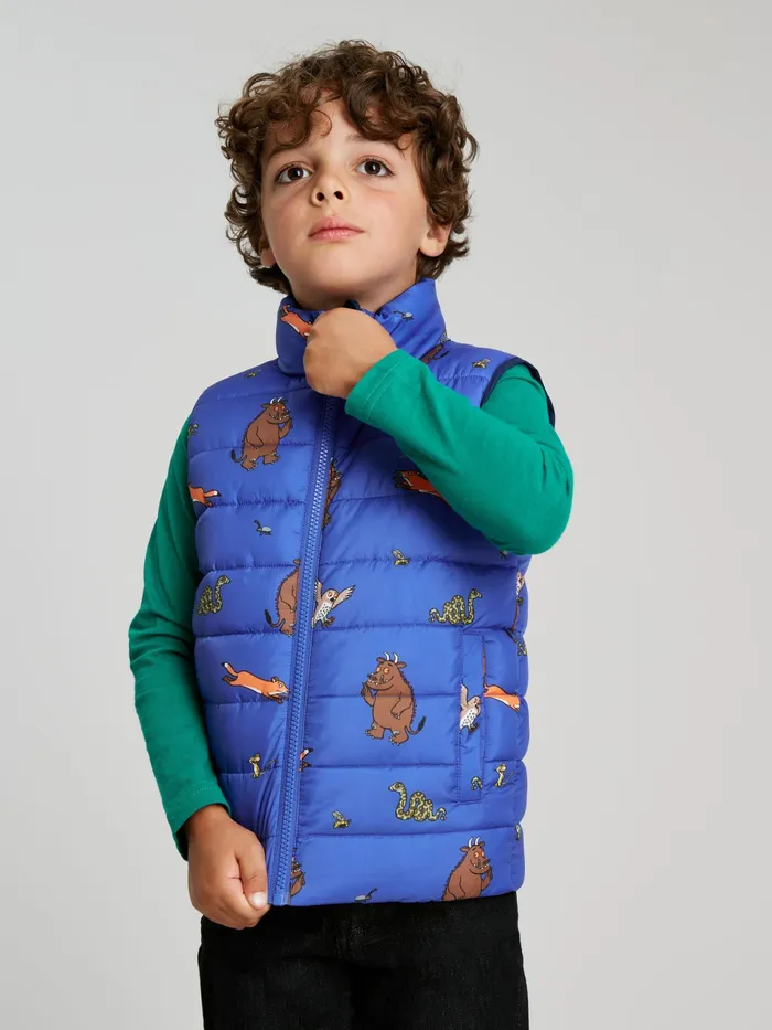 Online Joules Blue Gruffalo Flip It Reversible Printed Gilet Boys Gilets