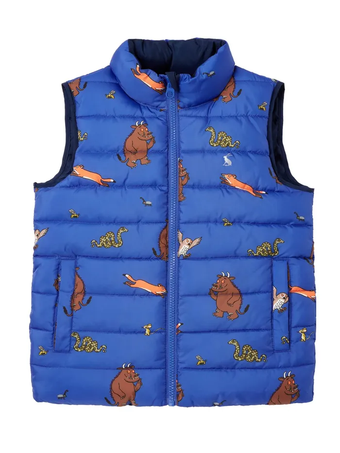 Online Joules Blue Gruffalo Flip It Reversible Printed Gilet Boys Gilets