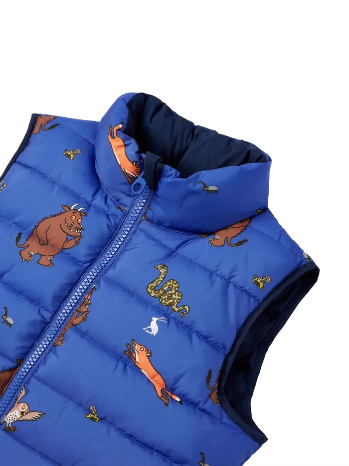 Online Joules Blue Gruffalo Flip It Reversible Printed Gilet Boys Gilets