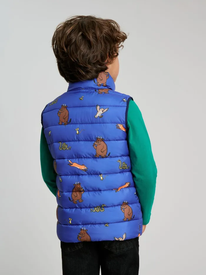 Online Joules Blue Gruffalo Flip It Reversible Printed Gilet Boys Gilets