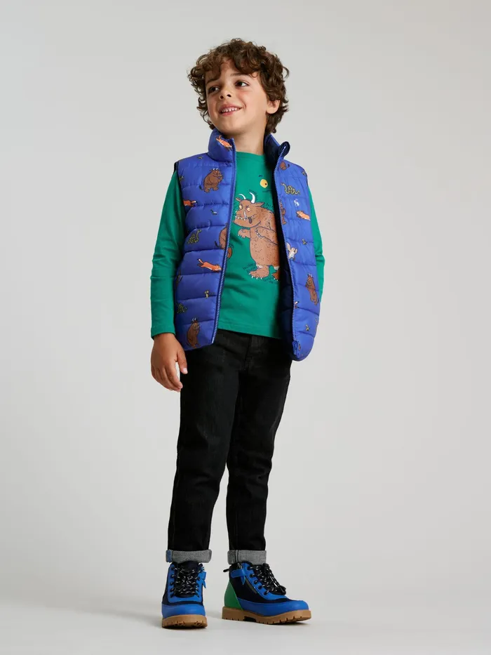 Online Joules Blue Gruffalo Flip It Reversible Printed Gilet Boys Gilets