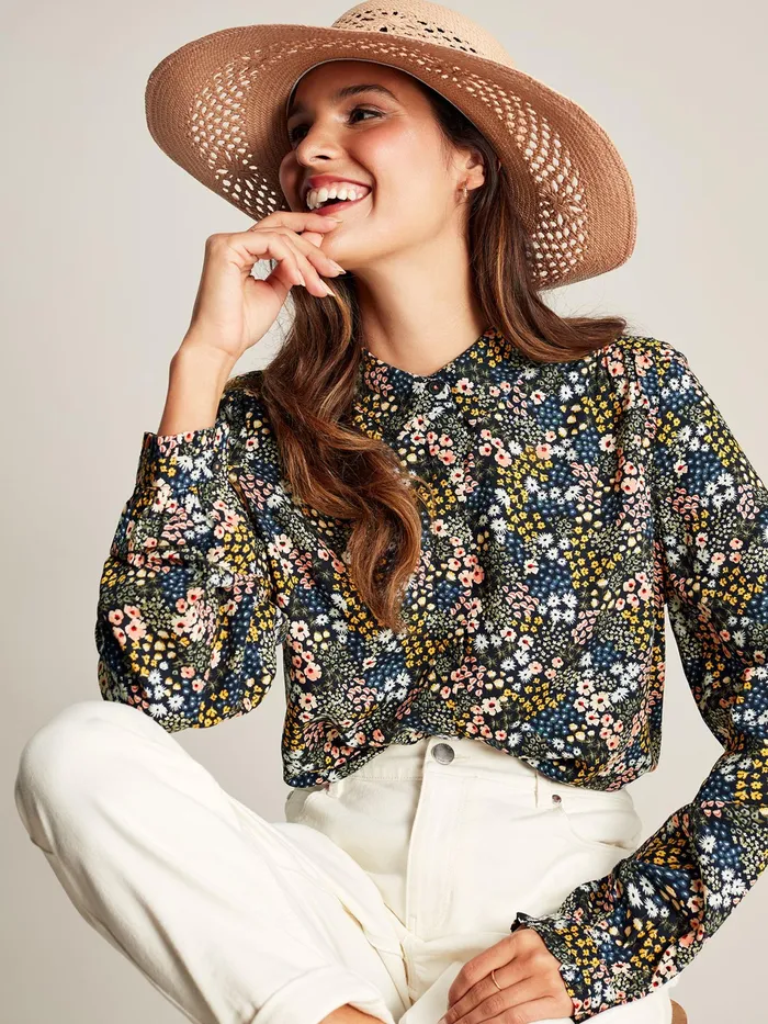 Online Joules Blue Kalina Concealed Placket Shirt Women Shirts and Blouses