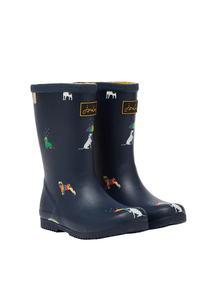 Online Joules Blue Roll Up Flexible Printed Wellies Girls Wellies