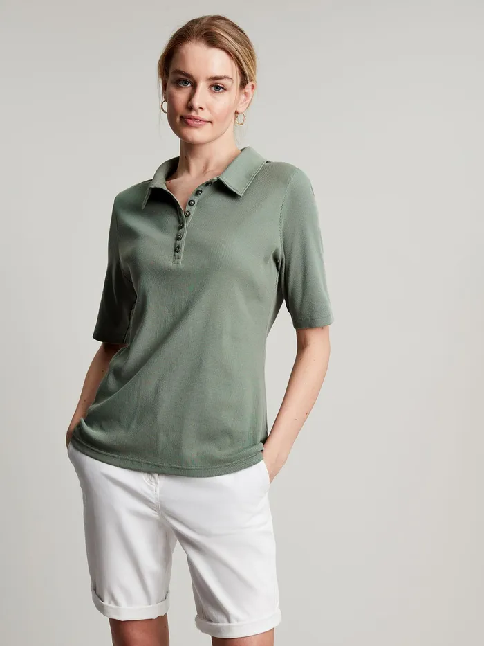 Online Joules Green Harriett Ribbed Henley Top Women Tops
