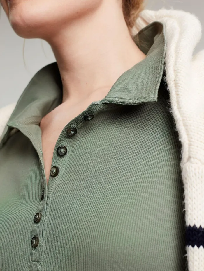 Online Joules Green Harriett Ribbed Henley Top Women Tops