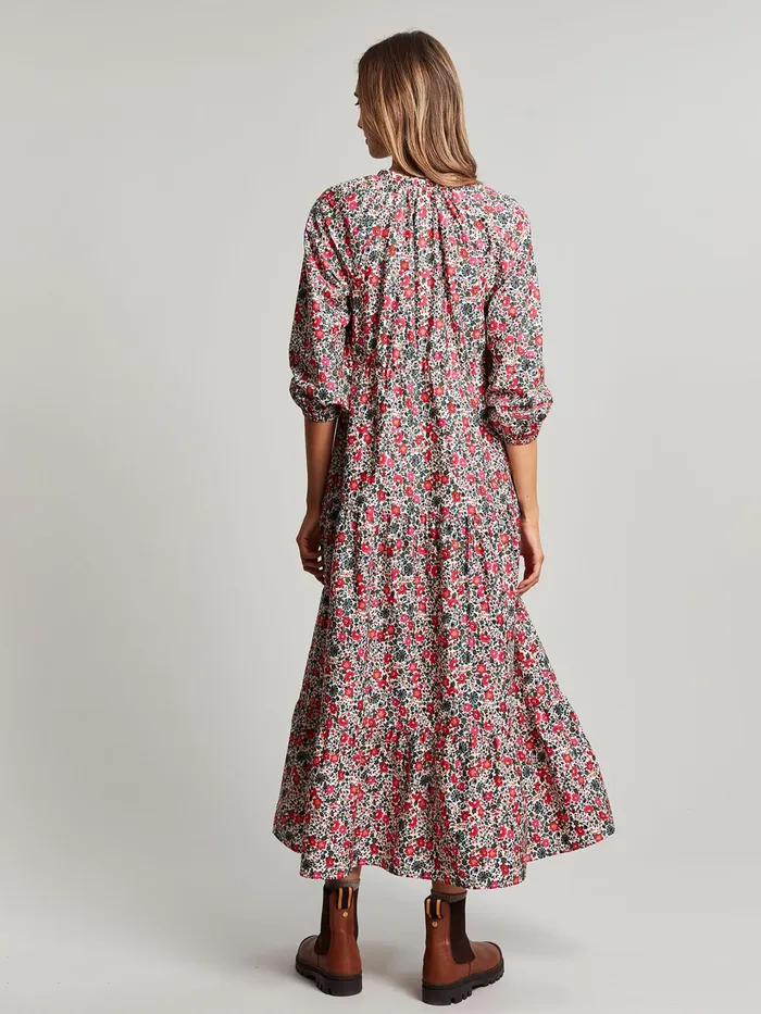 Online Joules White Melody Tiered Scallop Frill Neck Dress Women Dresses