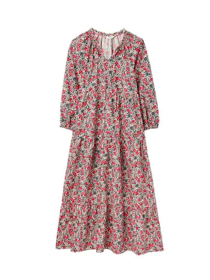 Online Joules White Melody Tiered Scallop Frill Neck Dress Women Dresses