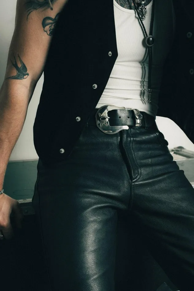 OTHER BELTS MENWOMEN Electric Gypsy Belt Worn Black Leather