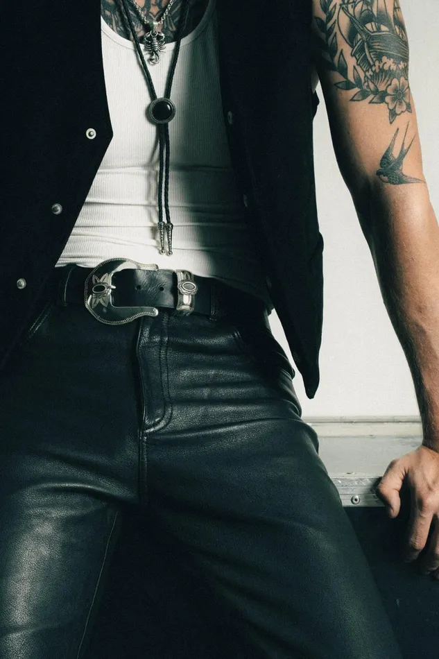 OTHER BELTS MENWOMEN Electric Gypsy Belt Worn Black Leather