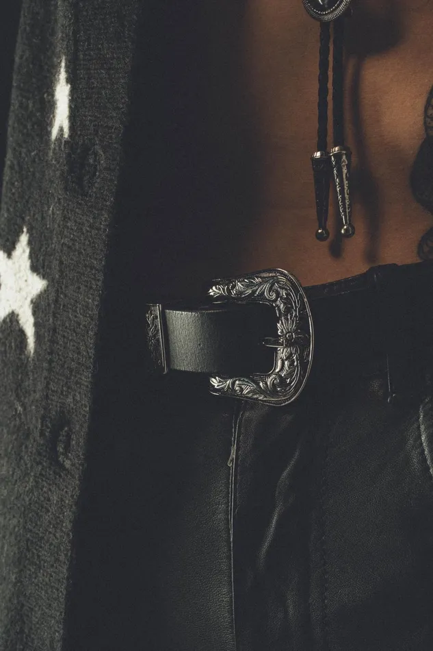 OTHER BELTS MENWOMEN Western Belt Black Leather