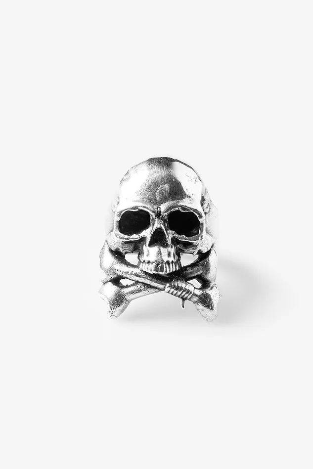 OTHER EARRINGS MENWOMEN 925 Skull and Crossbones Ring Silver