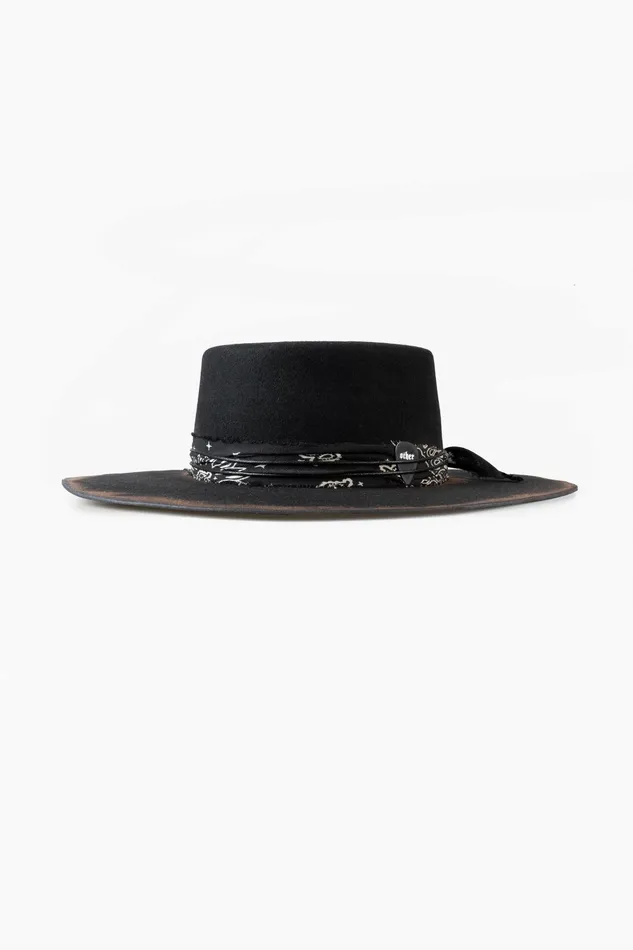 OTHER FEDORAS and FULL BRIM HATS MENWOMEN The Bandana Boater Hat Burnt Black