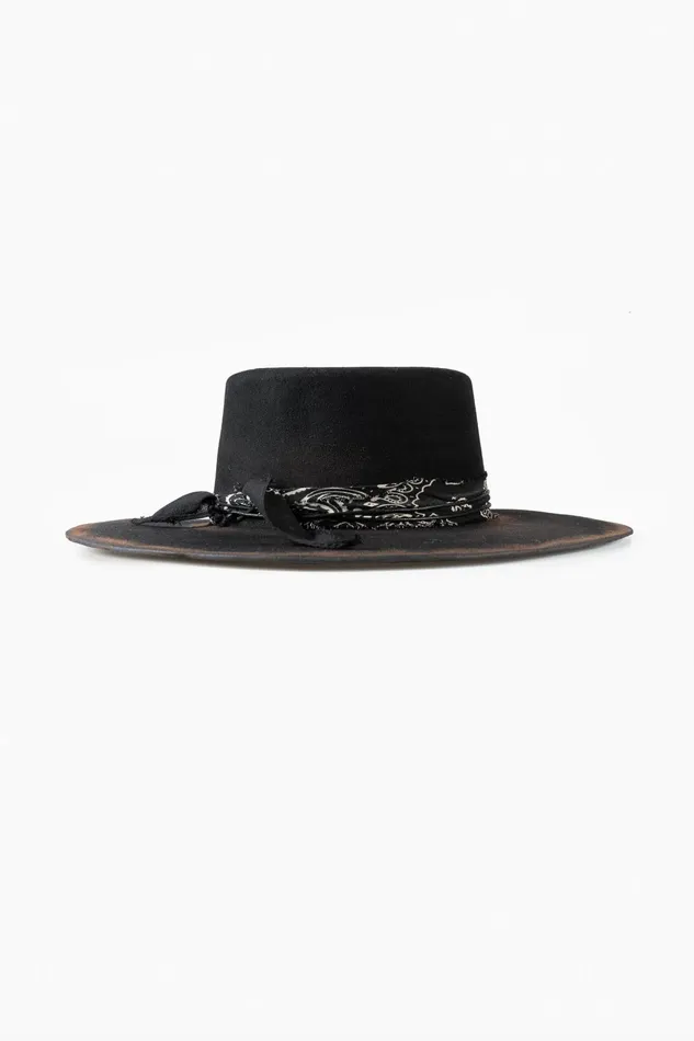 OTHER FEDORAS and FULL BRIM HATS MENWOMEN The Bandana Boater Hat Burnt Black