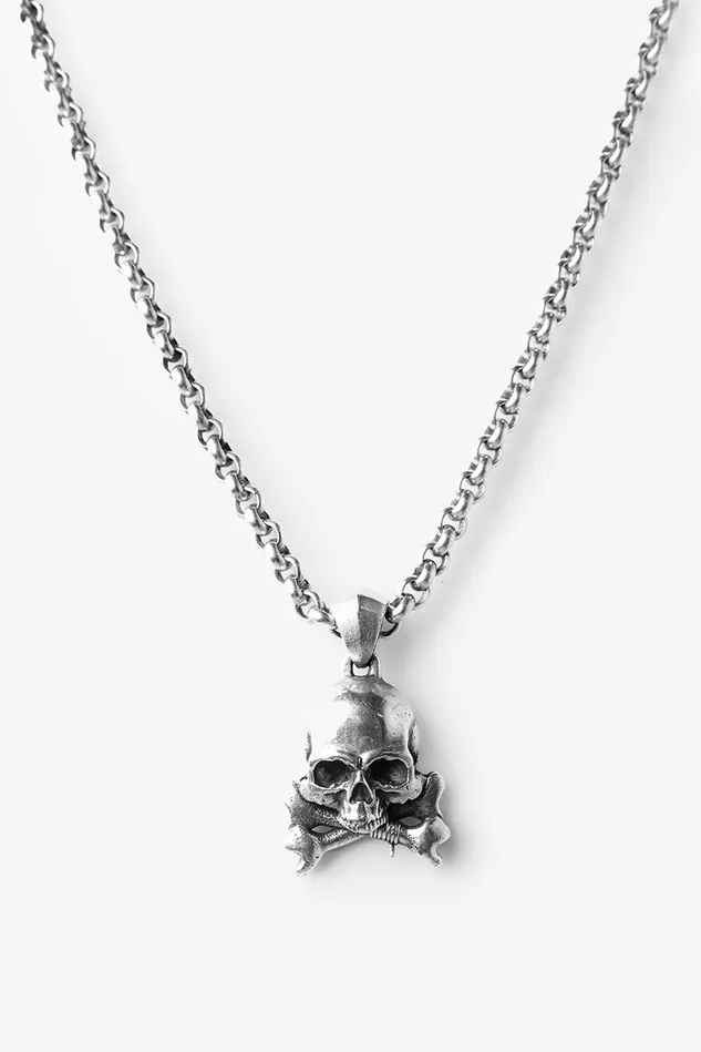 OTHER JEWELLERY MENWOMEN 925 Skull and Crossbones Pendant Necklace Silver