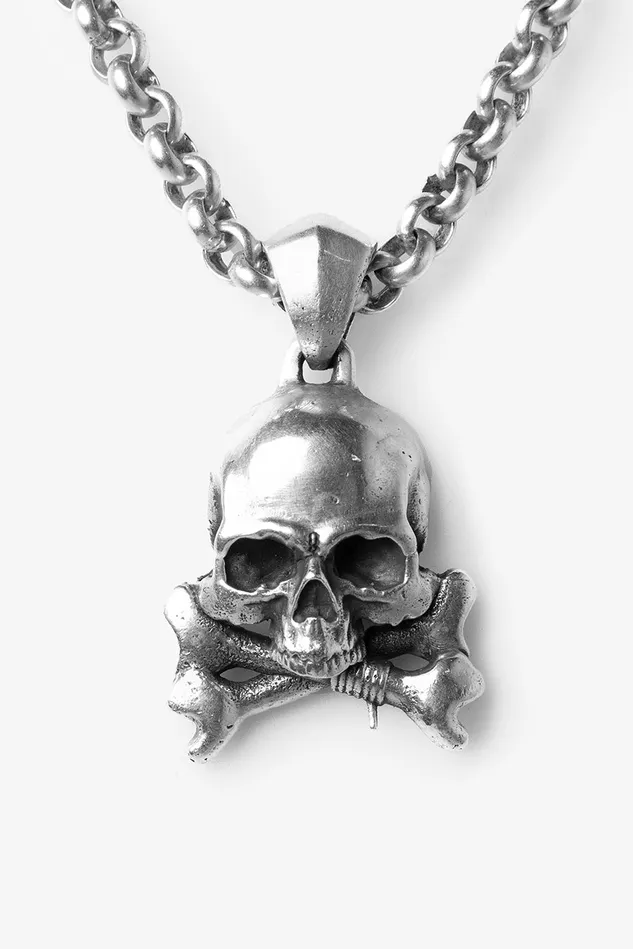 OTHER JEWELLERY MENWOMEN 925 Skull and Crossbones Pendant Necklace Silver