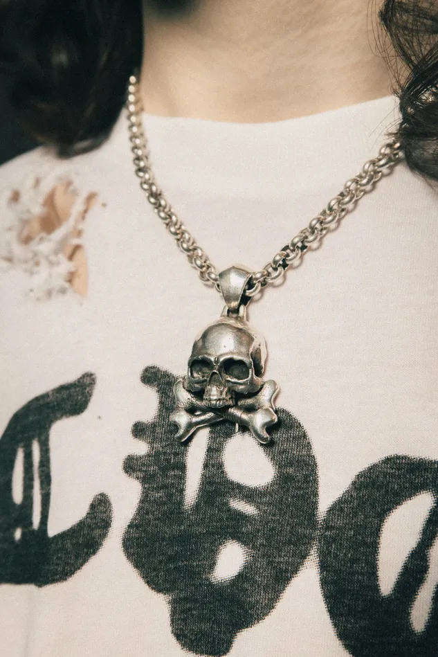 OTHER JEWELLERY MENWOMEN 925 Skull and Crossbones Pendant Necklace Silver