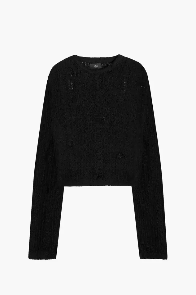 OTHER KNITWEAR MEN Destroyed Cropped Nero Jumper Black