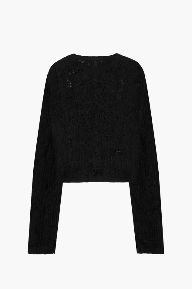 OTHER KNITWEAR MEN Destroyed Cropped Nero Jumper Black