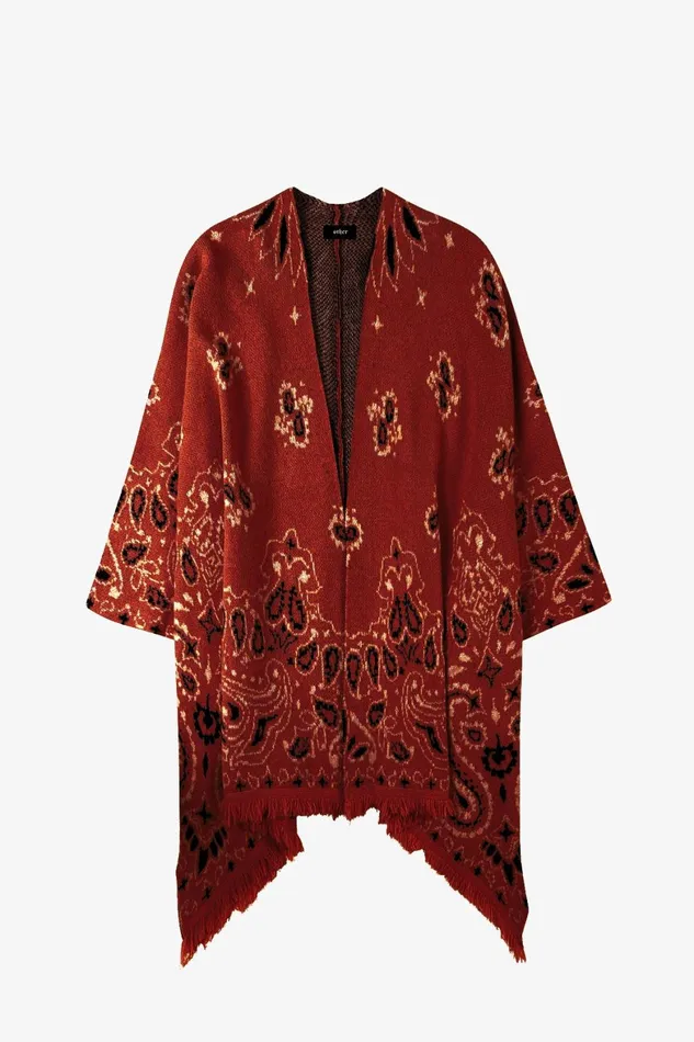 OTHER KNITWEAR MEN Western Poncho Wine Paisley