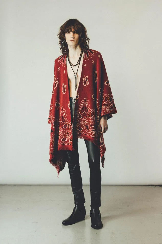 OTHER KNITWEAR MEN Western Poncho Wine Paisley