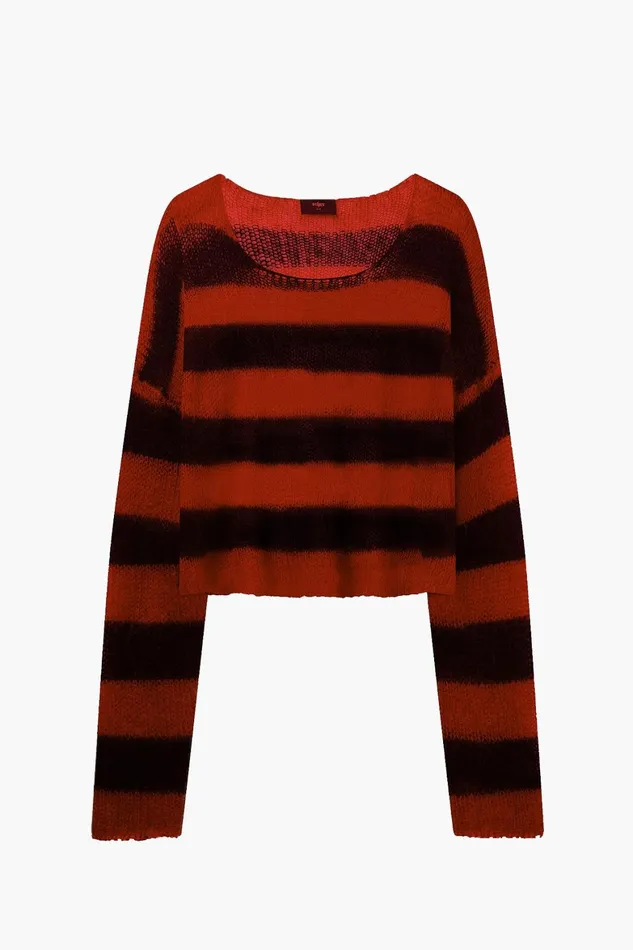 OTHER KNITWEAR WOMEN Cropped Navarro Jumper Grunge Stripe Black and Red